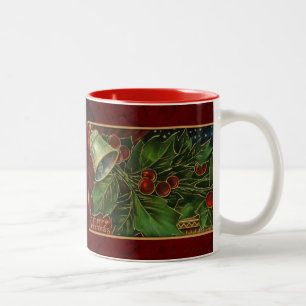 Caneca De Café Em Dois Tons Natais vintages Bell e Holly