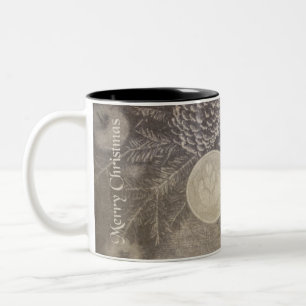 Caneca De Café Em Dois Tons Natais vintages Motif com cookies e café