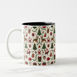 Caneca De Café Em Dois Tons Natais vintages - Mug de dois tons