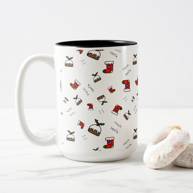 Caneca De Café Em Dois Tons Natal (Com Donut)