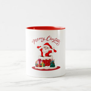 Caneca De Café Em Dois Tons Natal Alegre Branco Moderno