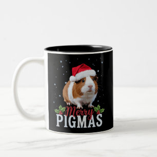 Caneca De Café Em Dois Tons Natal Alegre Porquinho Engraçado Porquinho da Índi