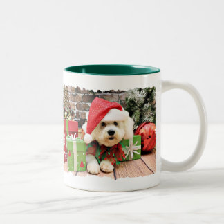 Caneca De Café Em Dois Tons Natal - Bichon Frise - margarida