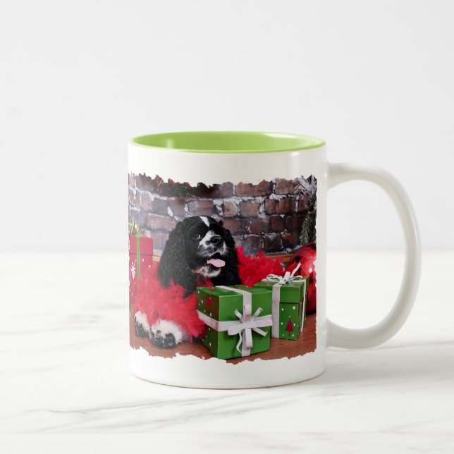 Caneca De Café Em Dois Tons Natal - cocker spaniel - Maggie (Direita)
