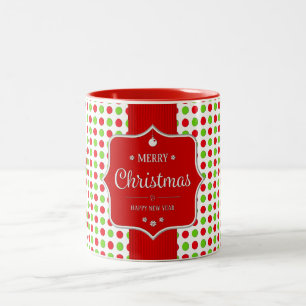 Caneca De Café Em Dois Tons Natal colorido bonito das bolinhas
