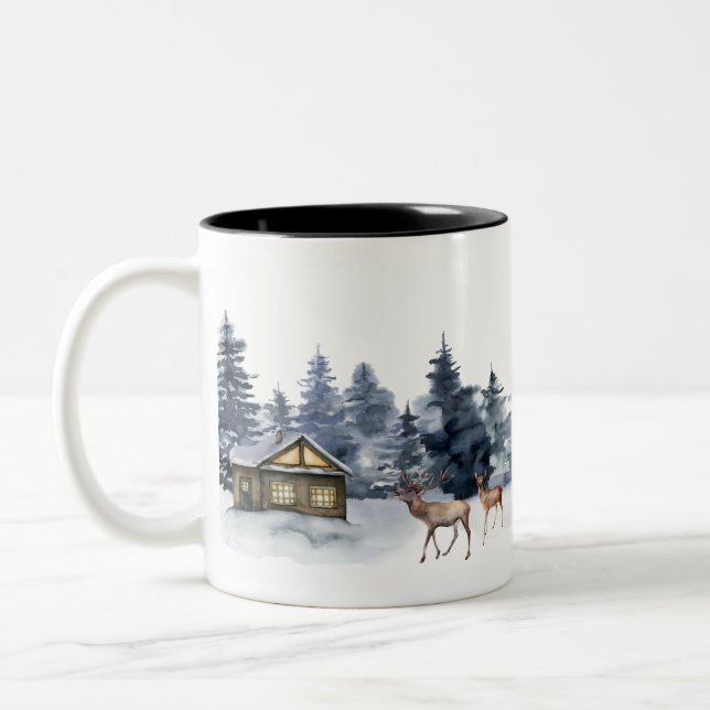 Caneca De Café Em Dois Tons Natal da Cabina de inverno (Esquerda)