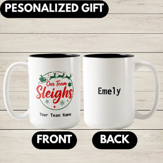 Caneca De Café Em Dois Tons Natal da Equipe Personalizado, Festa de Natal no E