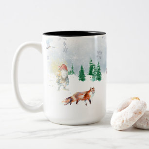 Caneca De Café Em Dois Tons Natal da Escandinávia Mágica do inverno