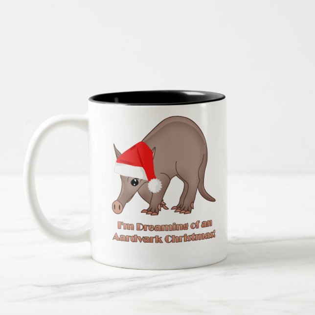 Caneca De Café Em Dois Tons Natal de Aardvark (Esquerda)