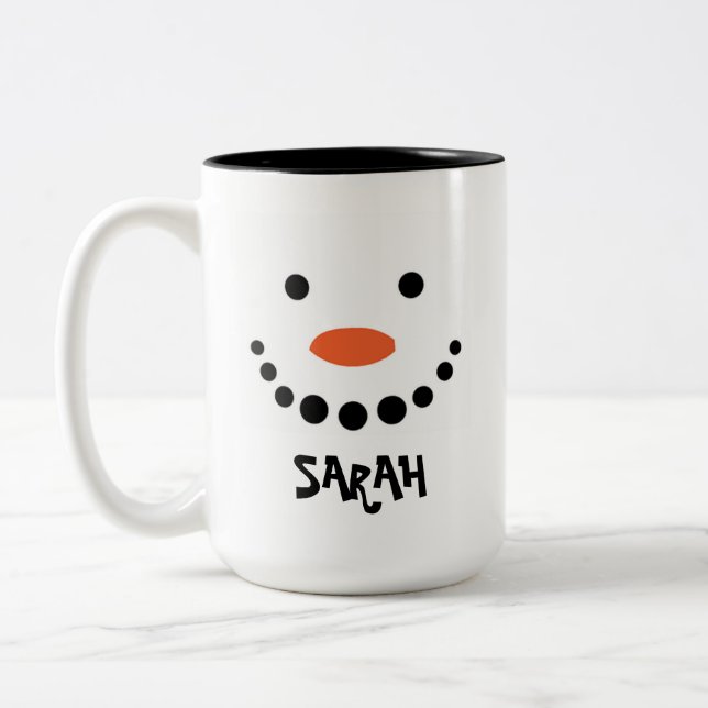 Caneca De Café Em Dois Tons Natal de Boneco de Neve Personalizado (Esquerda)