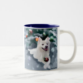 Caneca De Café Em Dois Tons Natal de Cão Eskimo Americano