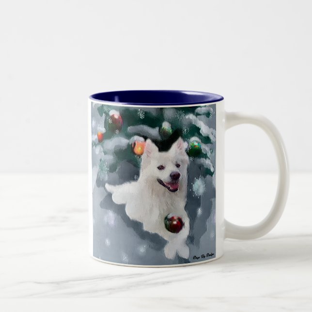 Caneca De Café Em Dois Tons Natal de Cão Eskimo Americano (Direita)