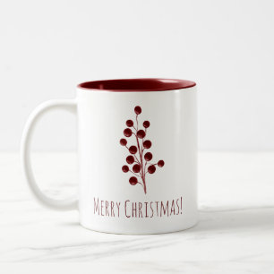 Caneca De Café Em Dois Tons Natal de cereja vermelha