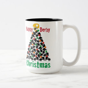 Caneca De Café Em Dois Tons Natal de Derby do rolo, patinagem de rolo