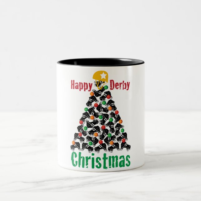 Caneca De Café Em Dois Tons Natal de Derby do rolo, patinagem de rolo (Centro)
