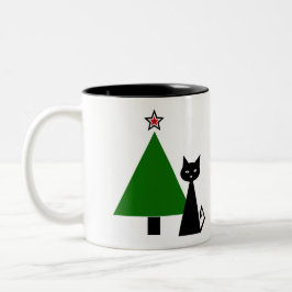 Caneca De Café Em Dois Tons Natal de Gato Negro