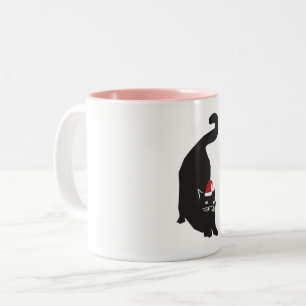 Caneca De Café Em Dois Tons Natal de Gato Negro