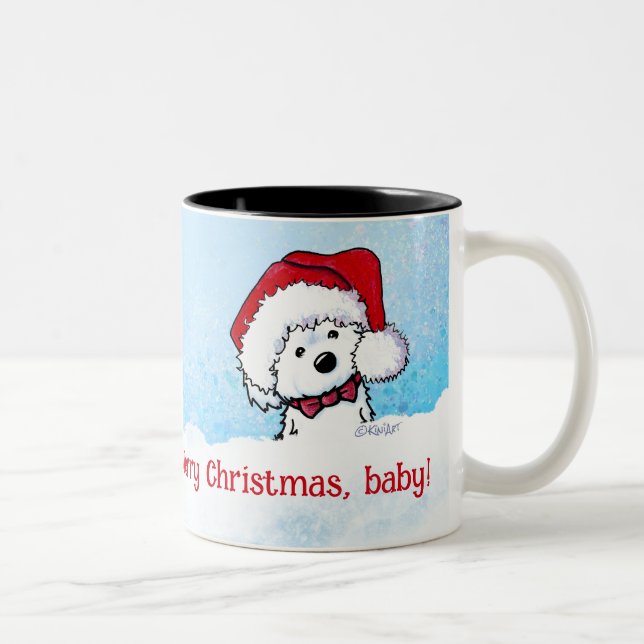 Caneca De Café Em Dois Tons Natal de KiniArt Maltês (Direita)