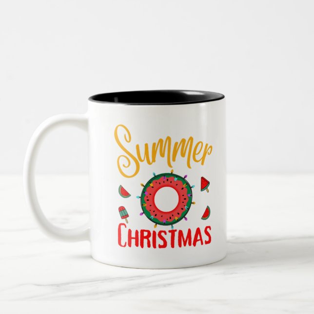 Caneca De Café Em Dois Tons Natal de Verão (Esquerda)