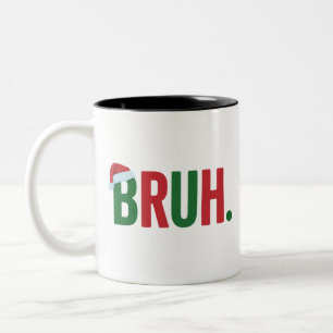 Caneca De Café Em Dois Tons Natal do Bruh Meme Legal Tendência Sarcástico Nata