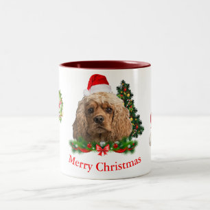 Caneca De Café Em Dois Tons Natal do Cocker Spaniel 