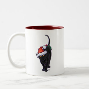 Caneca De Café Em Dois Tons Natal do gato preto de noite estrelado