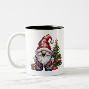 Caneca De Café Em Dois Tons Natal do Gnomo Temporada de Inverno Amante de Gnom