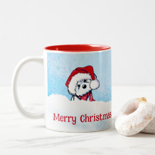 Caneca De Café Em Dois Tons Natal do KiniArt Bichon Frise