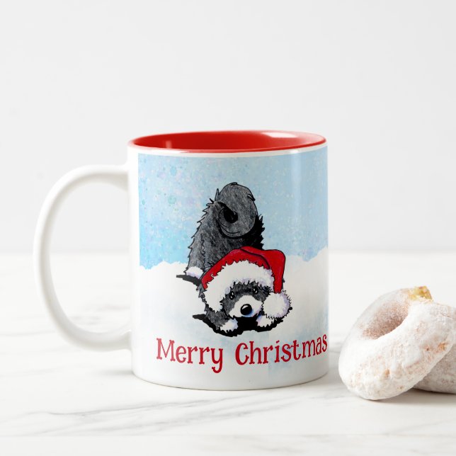 Caneca De Café Em Dois Tons Natal do KiniArt Havanese (Com Donut)