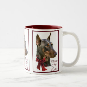 Caneca De Café Em Dois Tons Natal do Pinscher do Doberman