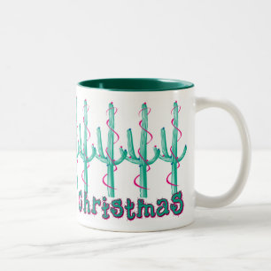 Caneca De Café Em Dois Tons Natal do Sudoeste Saguaro