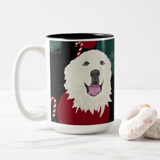 Caneca De Café Em Dois Tons Natal dos Pirenéus Excelentes Personalizados  (Com Donut)
