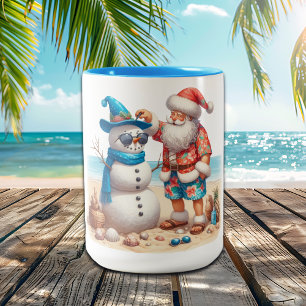 Caneca De Café Em Dois Tons Natal e Boneco de Neve Ilha Tropical de Natal