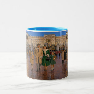 Caneca De Café Em Dois Tons Natal em Família nos anos 50 em Londres Promenade