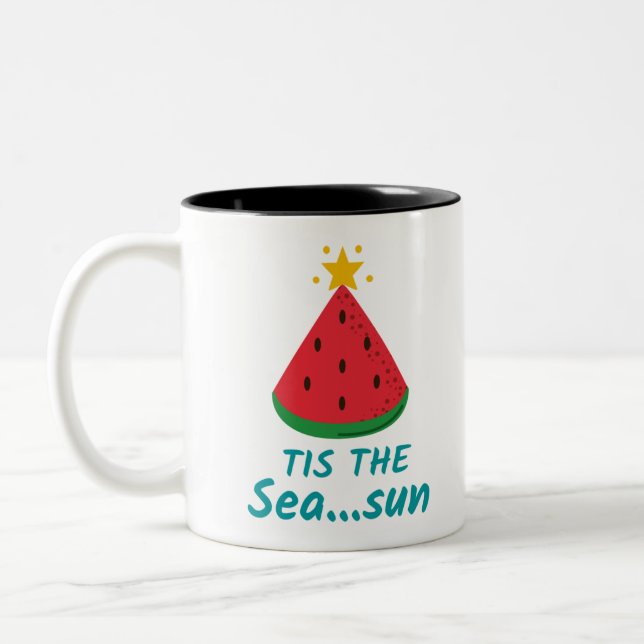 CANECA DE CAFÉ EM DOIS TONS NATAL EM JULHO É A ESTAÇÃO (Esquerda)