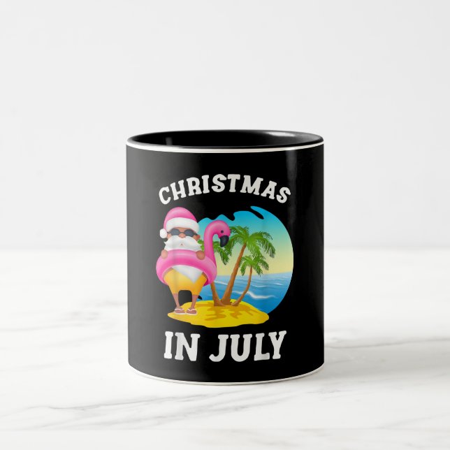 Caneca De Café Em Dois Tons Natal Em Julho Papais noeis Flamingo Piscina Verão (Centro)