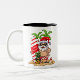 Caneca De Café Em Dois Tons Natal em Papais noeis de julho Surf de Verão do Ha