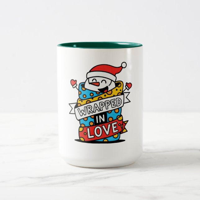 Caneca De Café Em Dois Tons Natal Envolvido em Amor (Centro)