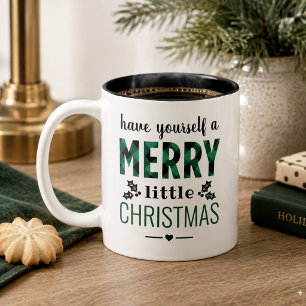 Caneca De Café Em Dois Tons Natal Feliz Xadrez Verde