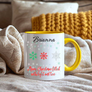 Caneca De Café Em Dois Tons Natal Floco de Neve Personalizado