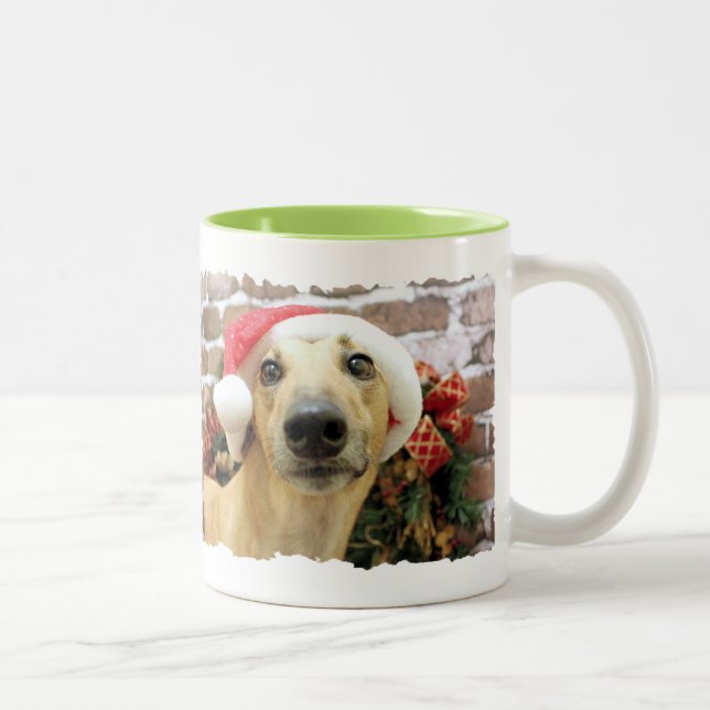 Caneca De Café Em Dois Tons Natal - galgo - Pena (Direita)