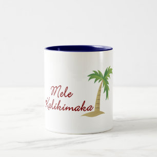 Caneca De Café Em Dois Tons Natal havaiano 2 da palmeira