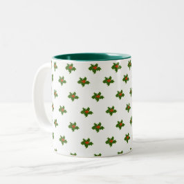 Caneca De Café Em Dois Tons Natal Holly Pattern