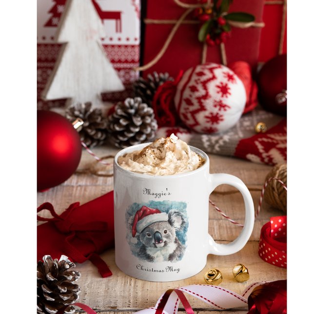 Caneca De Café Em Dois Tons Natal Koala, personalizável (Criador carregado)
