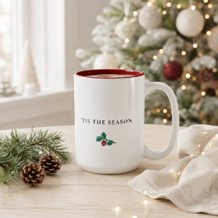 Caneca De Café Em Dois Tons Natal Minimalista de Galho de Pinheiro – É Época