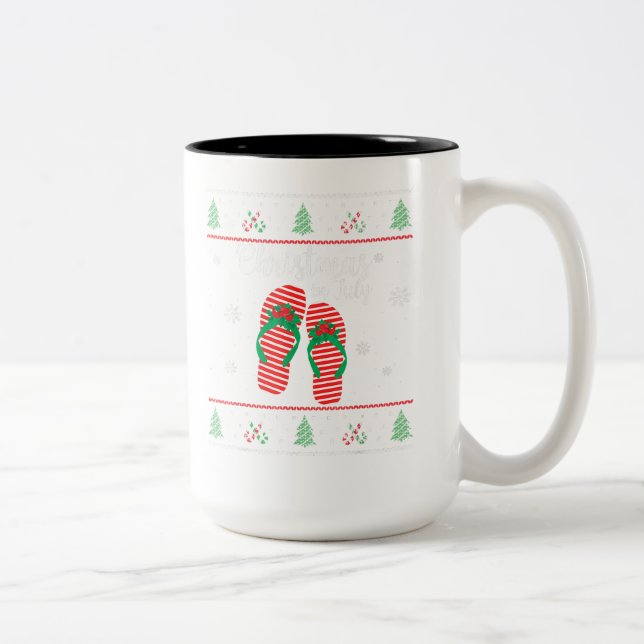 Caneca De Café Em Dois Tons Natal No Verão De Julho Feio (Direita)