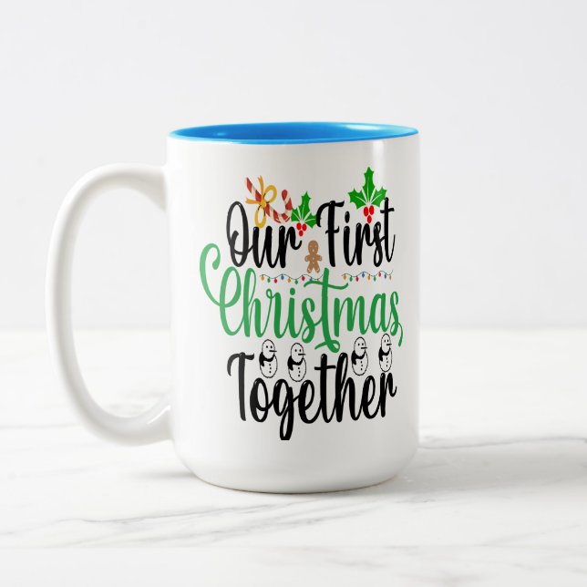 Caneca De Café Em Dois Tons Natal Nosso Primeiro Natal Juntos (Esquerda)