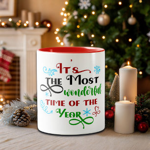 Caneca De Café Em Dois Tons Natal 'O Momento Mais Maravilhoso' Fofo