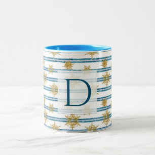 Caneca De Café Em Dois Tons Natal, Ouro, flocos de neve, feriado, ano novo,