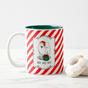 Caneca De Café Em Dois Tons Natal Papai Noel Samoyed Dog Engraçado